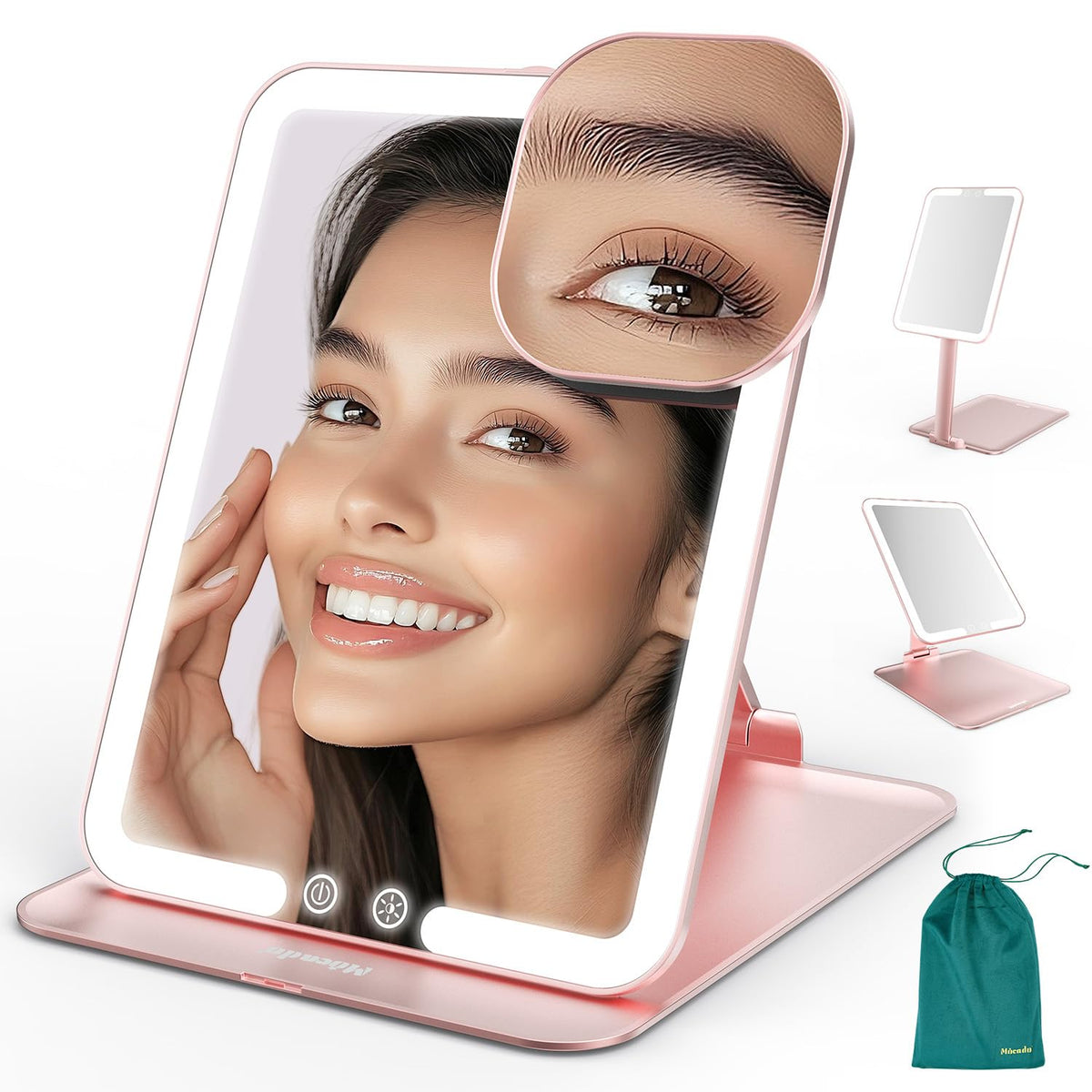 Mocado Travel Makeup Mirror with Light, Foldable Lighted Makeup Mirror