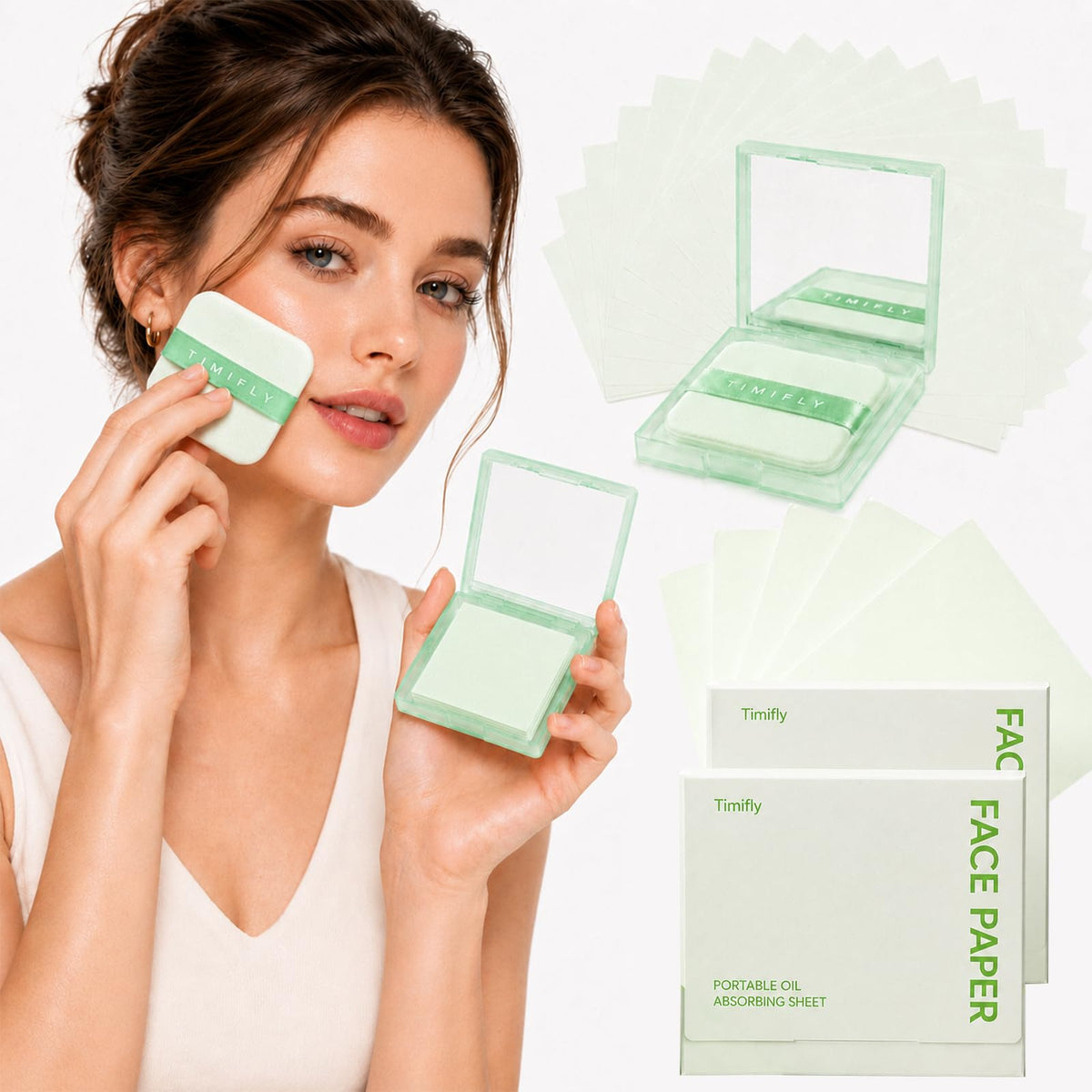 500PCS Oil blotting sheets for face,Papers with Mirror & Puff, Lavender