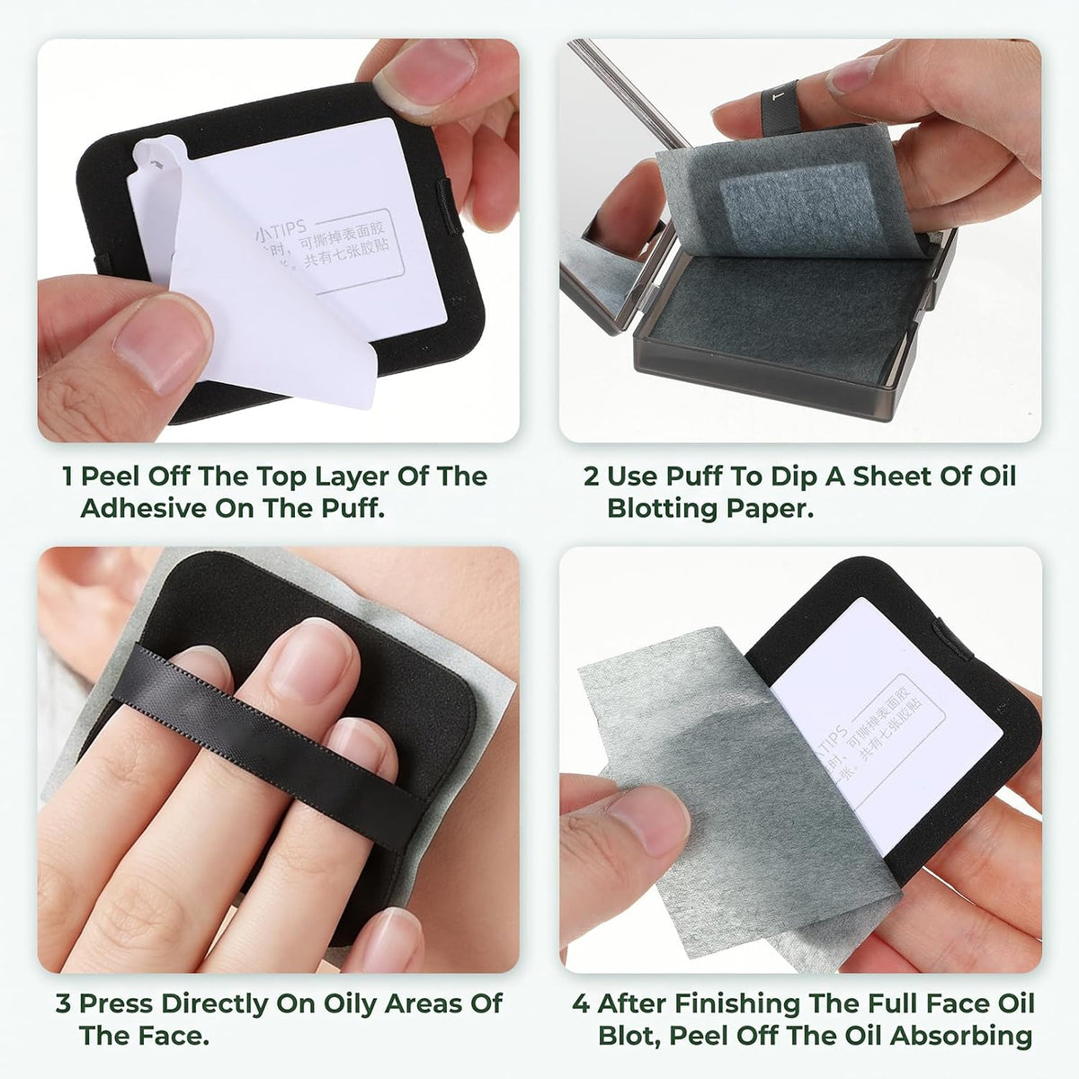 Sibba 600 Sheets Oil Blotting Sheets Oil Blotting Paper with Mirror and Puff, High-Performance Oils Absorbing Sheet for Oily Combination Skin, Portable Natural Oils Control Film Absorb Excess