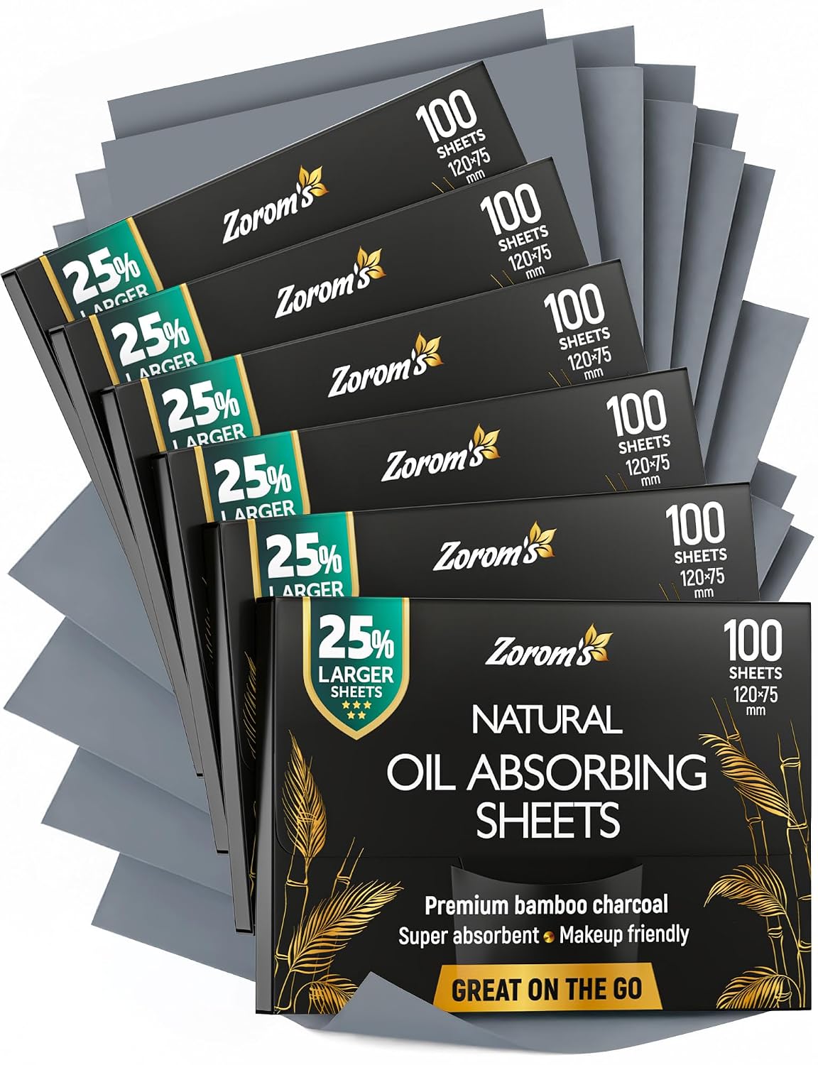 XL Oil Blotting Sheets for Face – 6pk/600 Makeup Friendly – High Absorbency