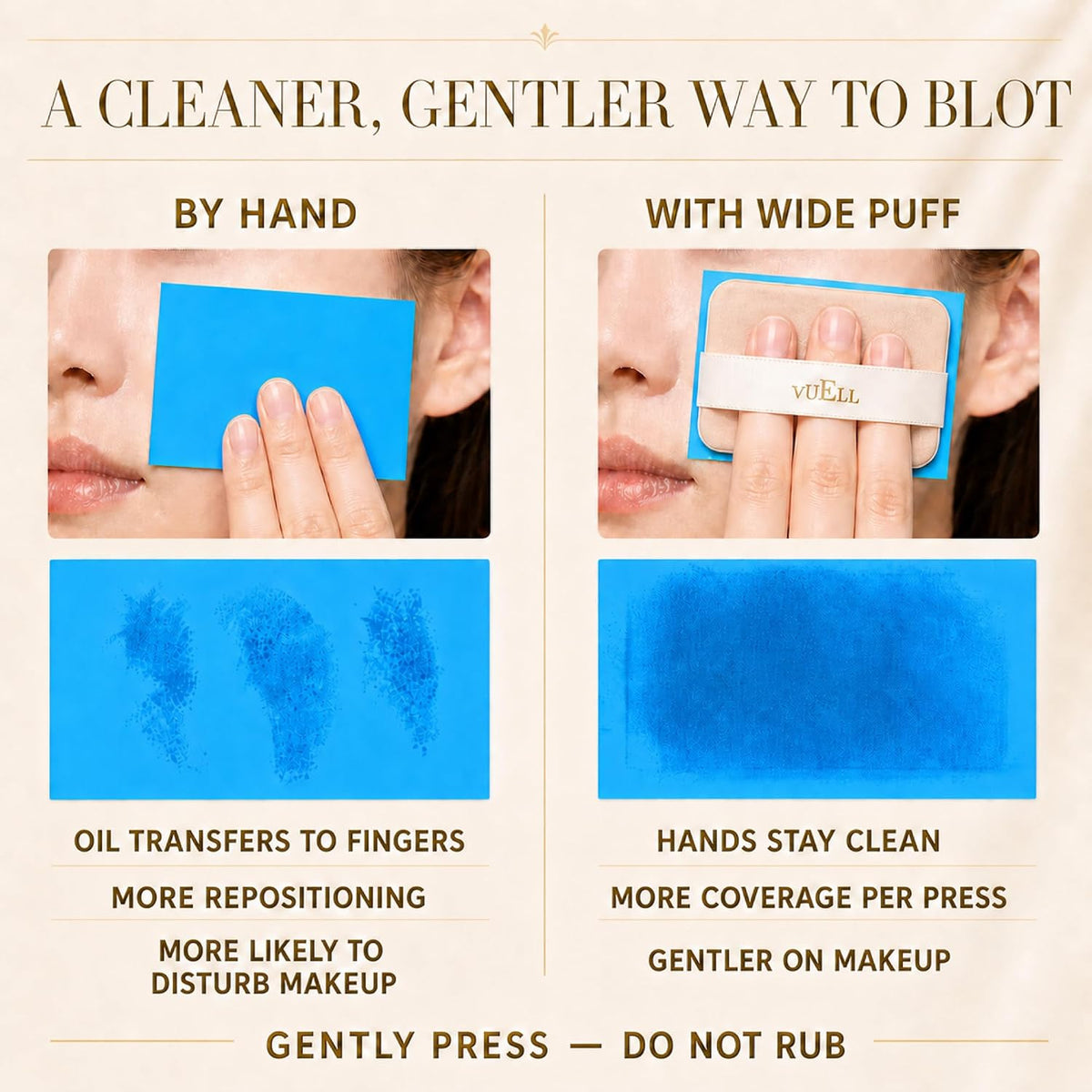 Oil Absorbing Sheets for Face, Non-Drying Feel, Mirror Compact & Puff