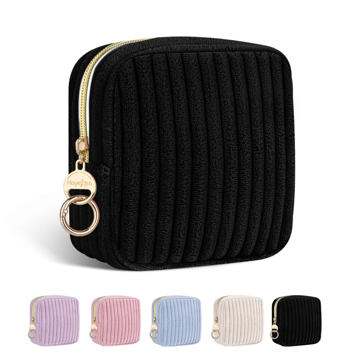 Period Bag for Teen Girls, Corduroy Sanitary Napkin Pouch, B-DPink