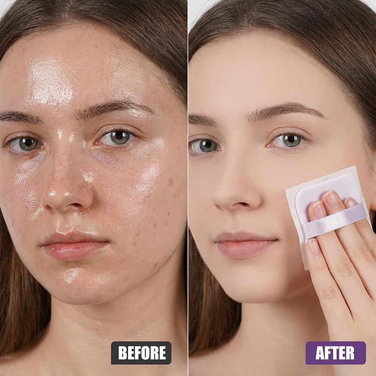 Qianyu 300 Sheets Oil Blotting Paper for Face with Mirror Puff & Refills, Controls Shine Film Absorbs Excess Oil for Oily Skin Travel Size Summer On-the-Go Essential for Flawless Matte Finish Makeup