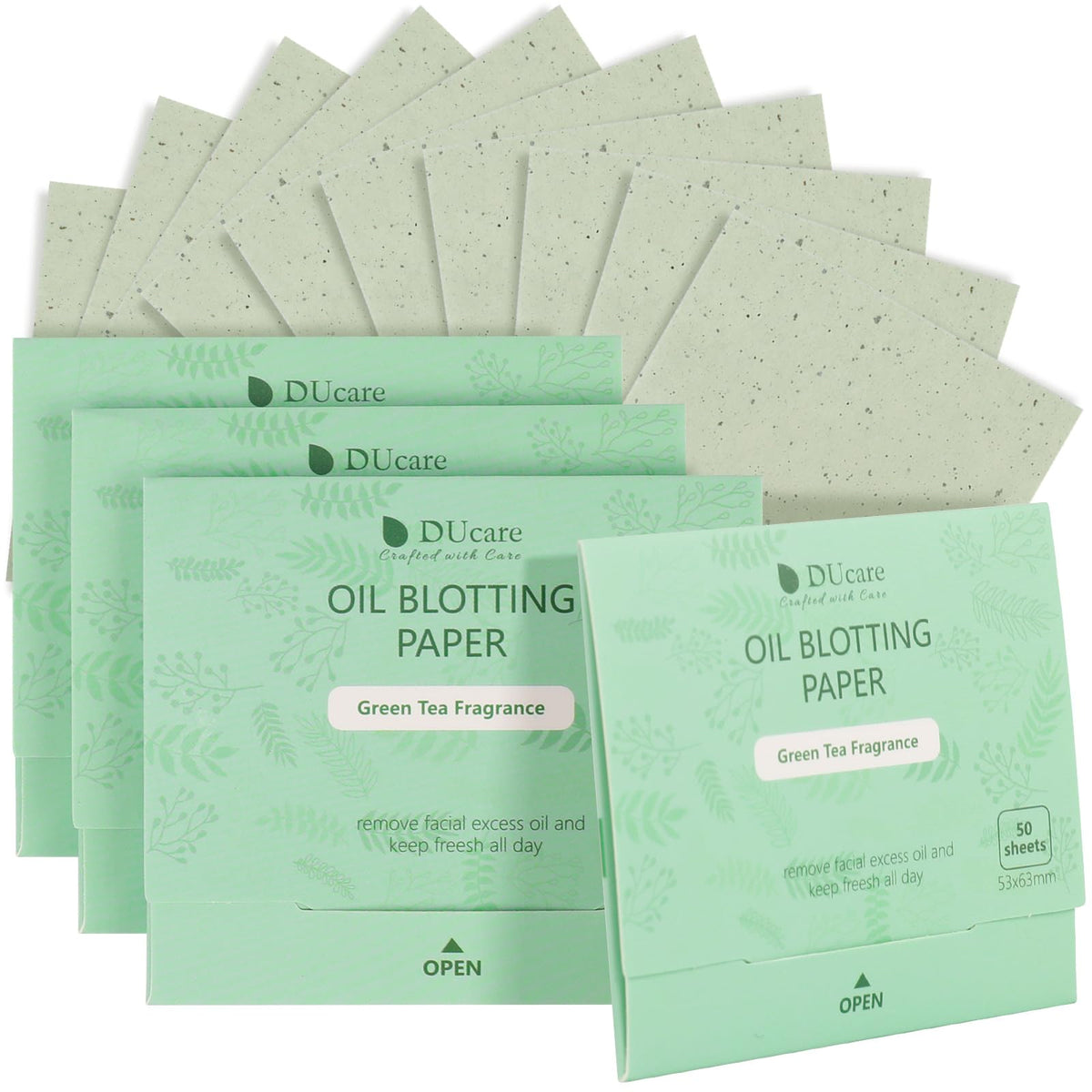 Oil Blotting Sheets for Face, DUcare 100 Counts Green Tea Blotting Paper For Oily Skin, Oil Absorbing Sheets For Face