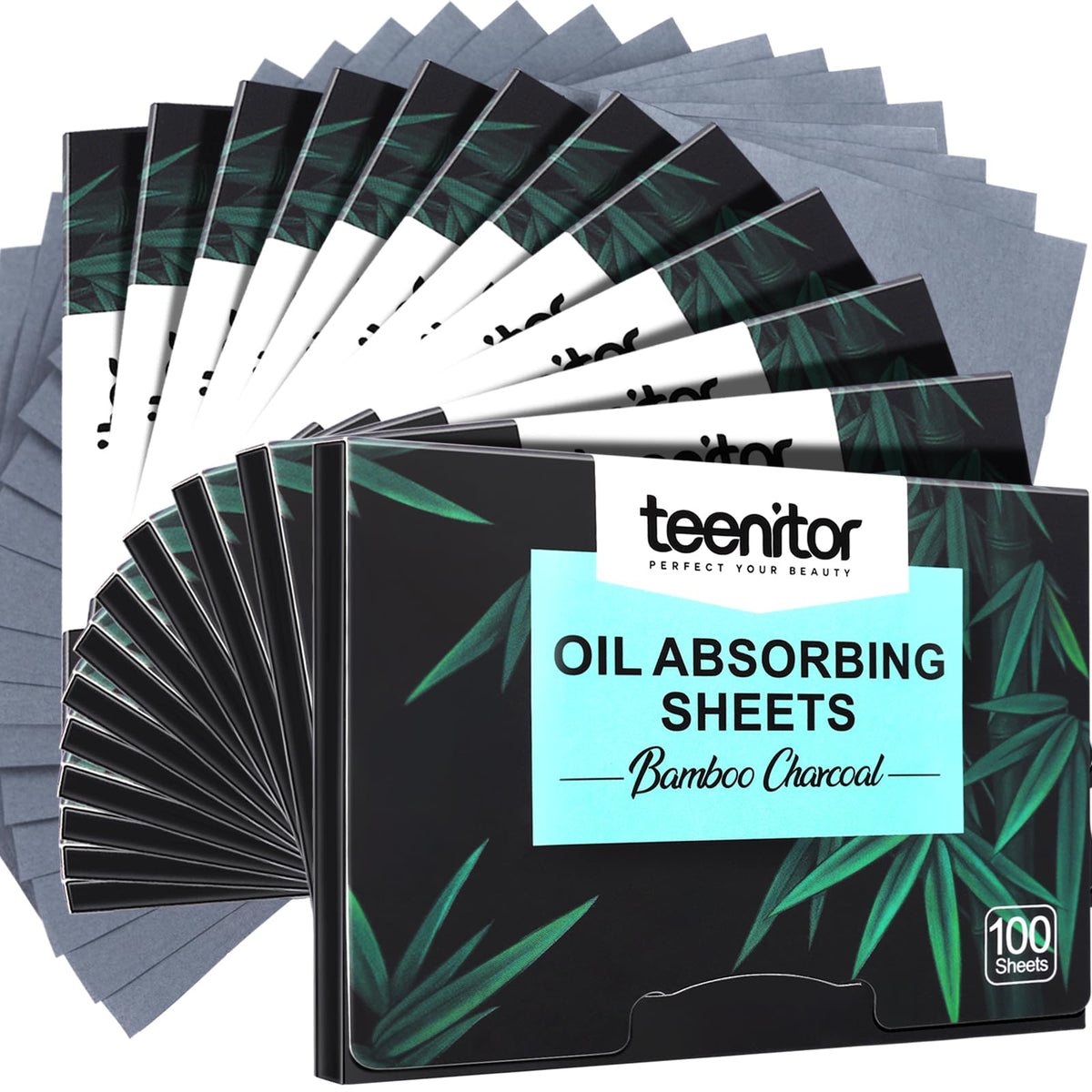 Teenitor 200 Counts Blotting Paper for Oily Skin, Face Oil Sheets with Bamboo Charcoal, Oil Blotting Sheets for Face Oil Absorbing Sheets for Face Men Women, Oil Control Film 3.93" x 2.75"