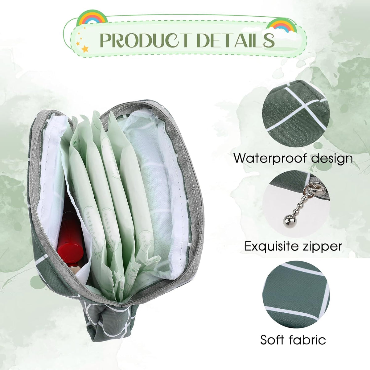 Jeffdad 3pcs Sanitary Napkin Storage Bag,