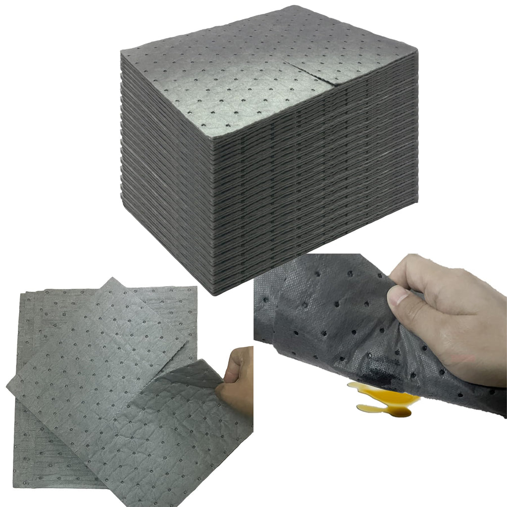 Oil Absorbent Pads, Universal Light Duty Absorbent Mats, 13"x9.8"