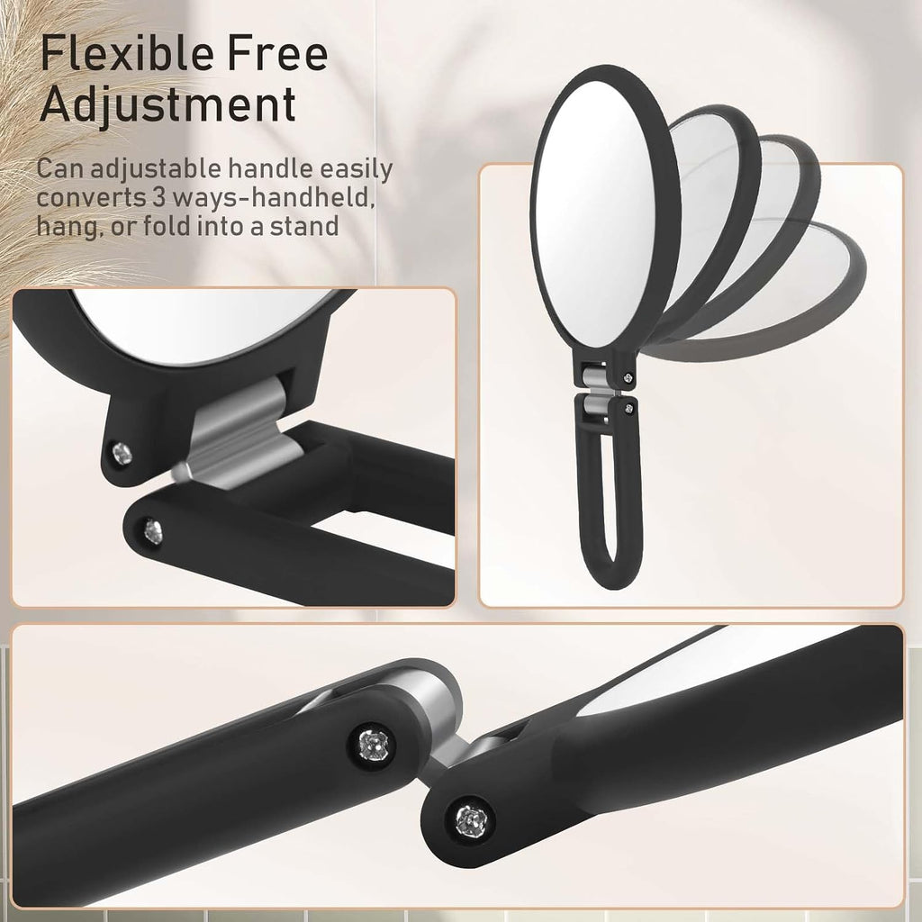 CLSEVXY Magnifying Handheld Mirror Double Sided, 1X 20X Magnification Hand Mirrors, Travel Folding Hand Held Mirror, 360°Rotation Pedestal Makeup Vanity Mirror