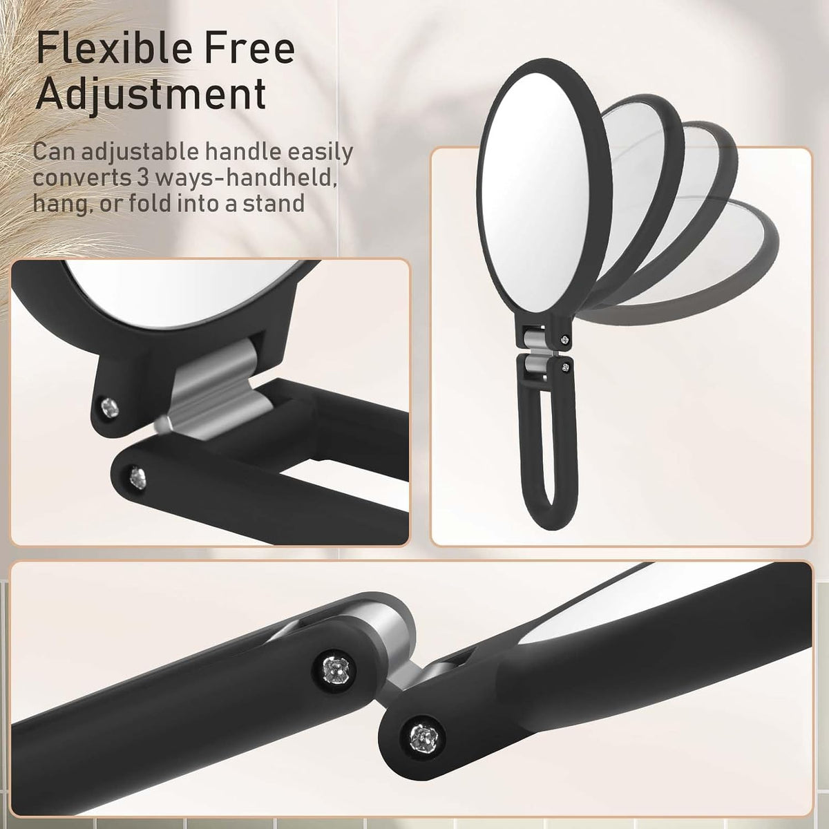 CLSEVXY Magnifying Handheld Mirror Double Sided, 1X 20X Magnification Hand Mirrors, Travel Folding Hand Held Mirror, 360°Rotation Pedestal Makeup Vanity Mirror