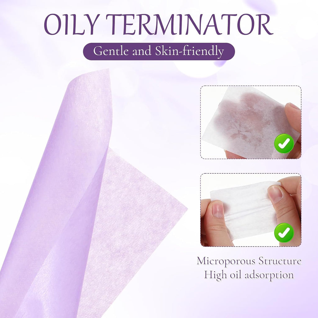 Qianyu 300 Sheets Oil Blotting Paper for Face with Mirror Puff & Refills, Controls Shine Film Absorbs Excess Oil for Oily Skin Travel Size Summer On-the-Go Essential for Flawless Matte Finish Makeup