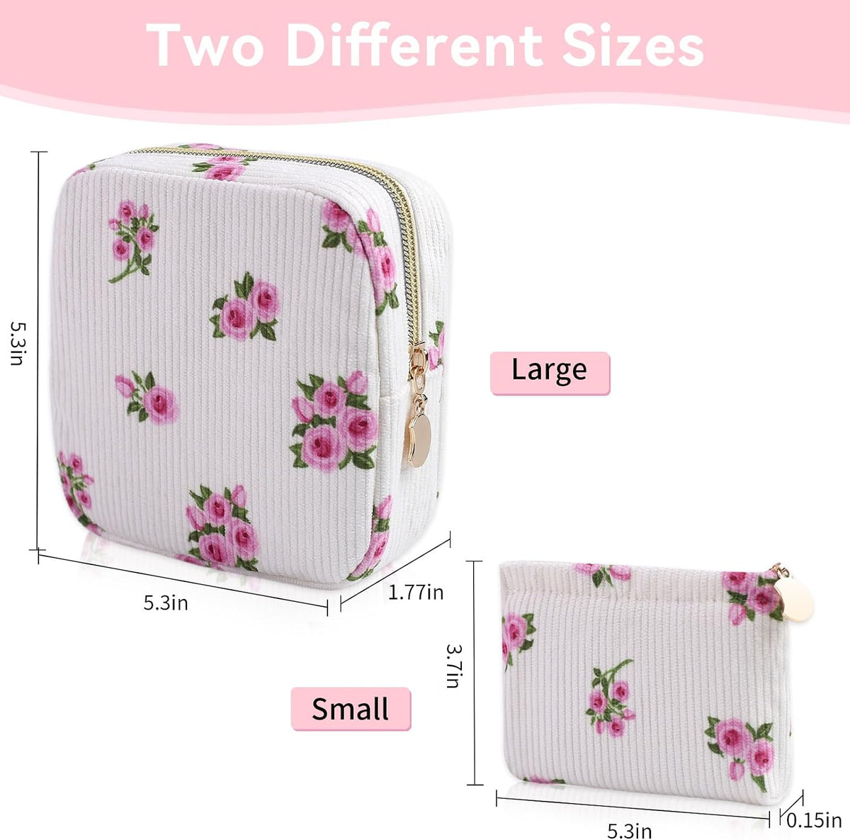 2-Pack Period Bag for Women Girls, Portable Corduroy Sanitary Napkin Storage Bag Period Pouch Small Discreet Menstrual Pouch, Sanitary Pads Bag Period Kits Tampons Holder for First Period