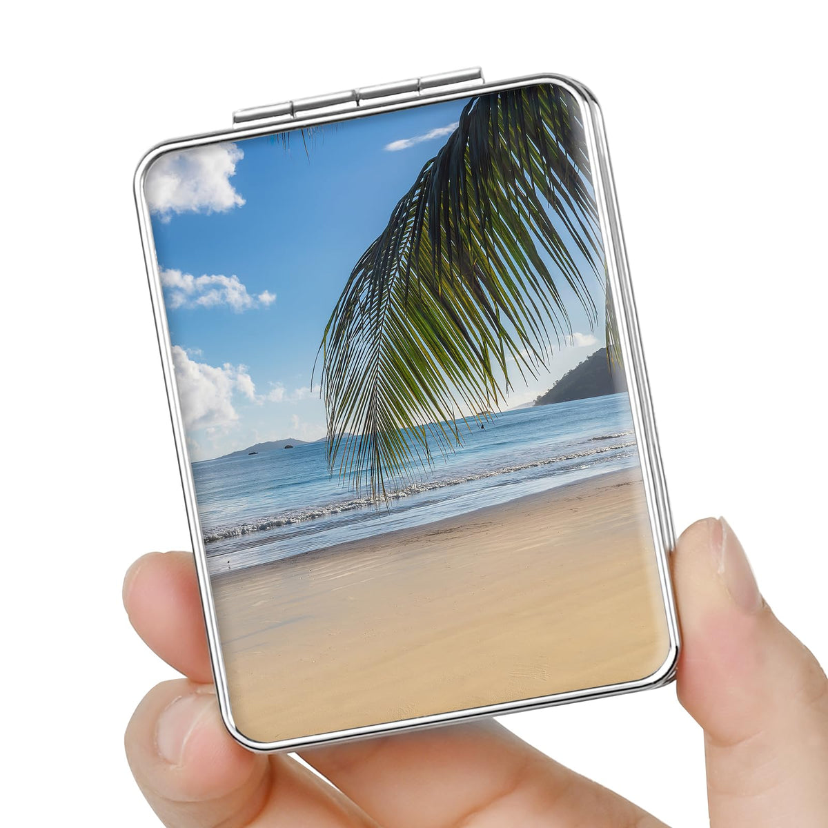 Pocket Mirror, Small Travel Mirror with Magnification, Portable Double-Sided Magnifying Cosmetic Mirror for Daily (Pink Marble)