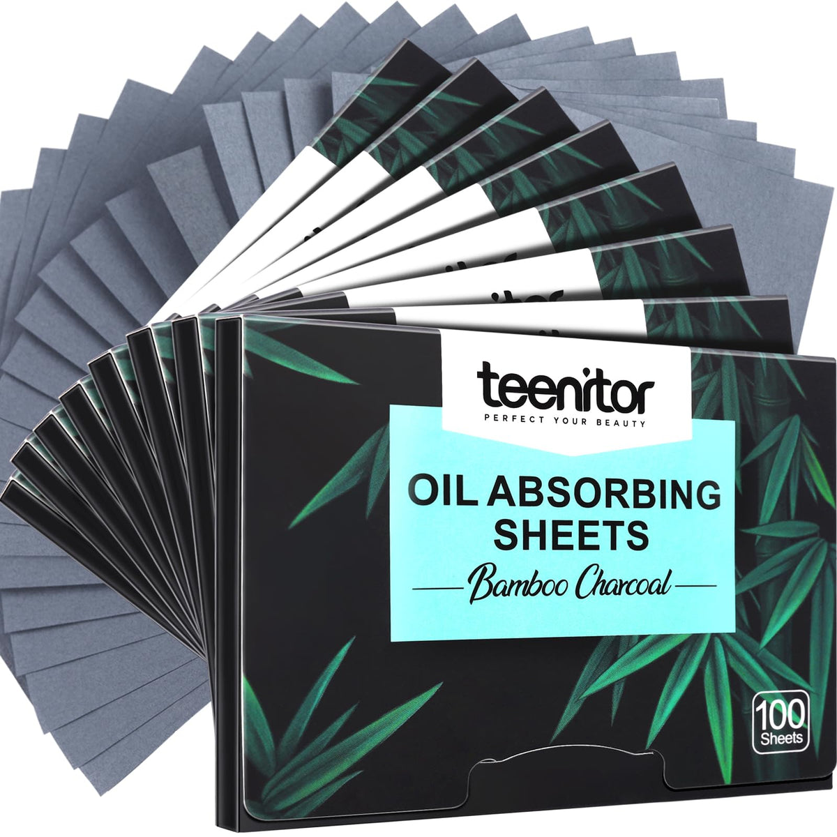 Teenitor 200 Counts Blotting Paper for Oily Skin, Face Oil Sheets with Bamboo Charcoal, Oil Blotting Sheets for Face Oil Absorbing Sheets for Face Men Women, Oil Control Film 3.93" x 2.75"