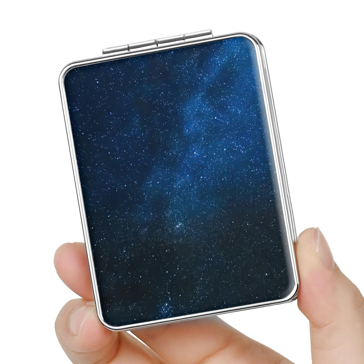 Pocket Mirror, Small Travel Mirror with Magnification, Portable Double-Sided Magnifying Cosmetic Mirror for Daily (Pink Marble)