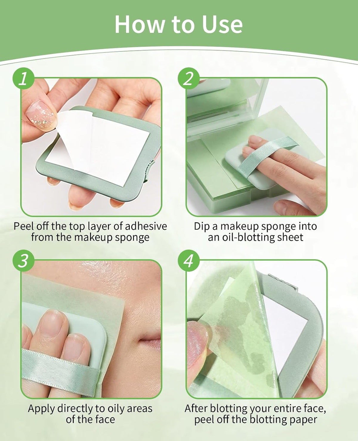 400 Sheets Oil Blotting Papers for Face with Mirror Puff, Oil Absorbing Sheets for Oily Skin