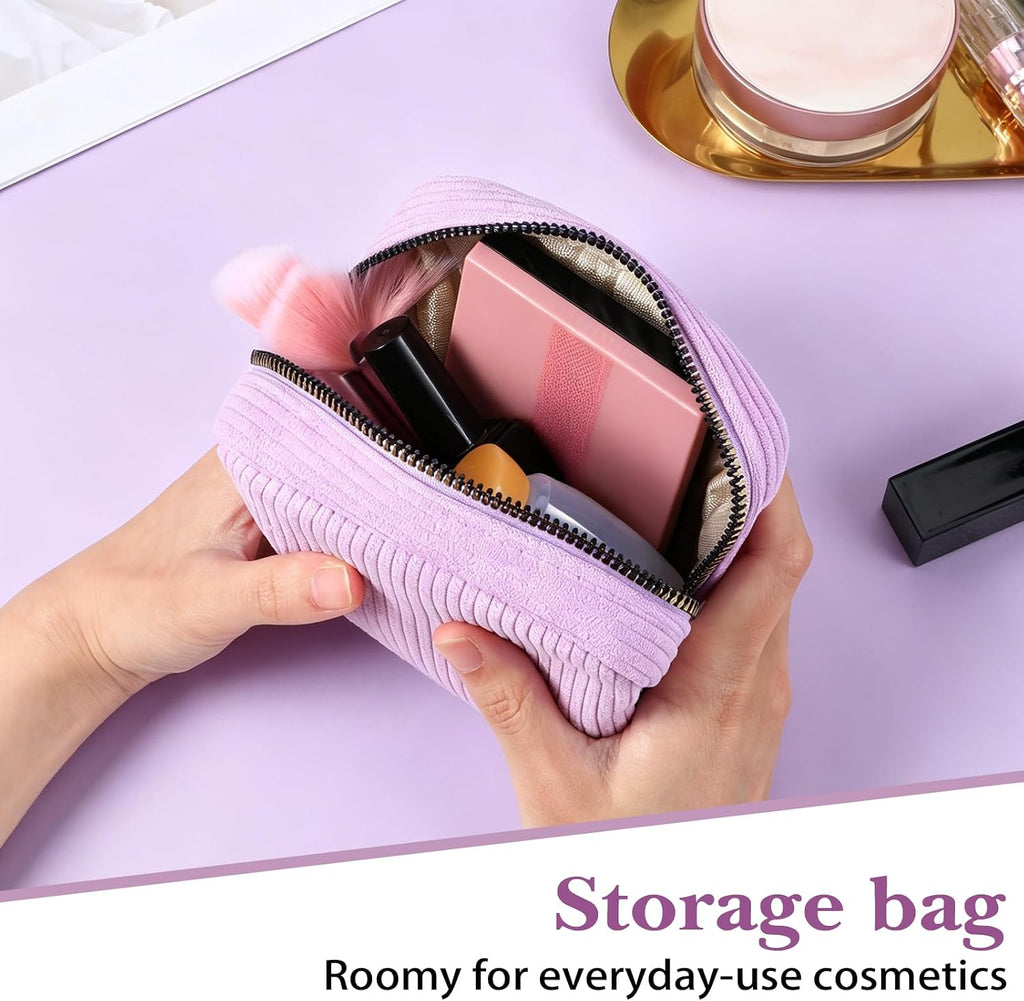 Period Bag, Small Pouches for Purse, Portable Cute Makeup Bag for Women, Corduroy Sanitary Period Bags, Small Cosmetic Bags, Discreet Menstrual Pads Pouches Tampons Holder(Purple)