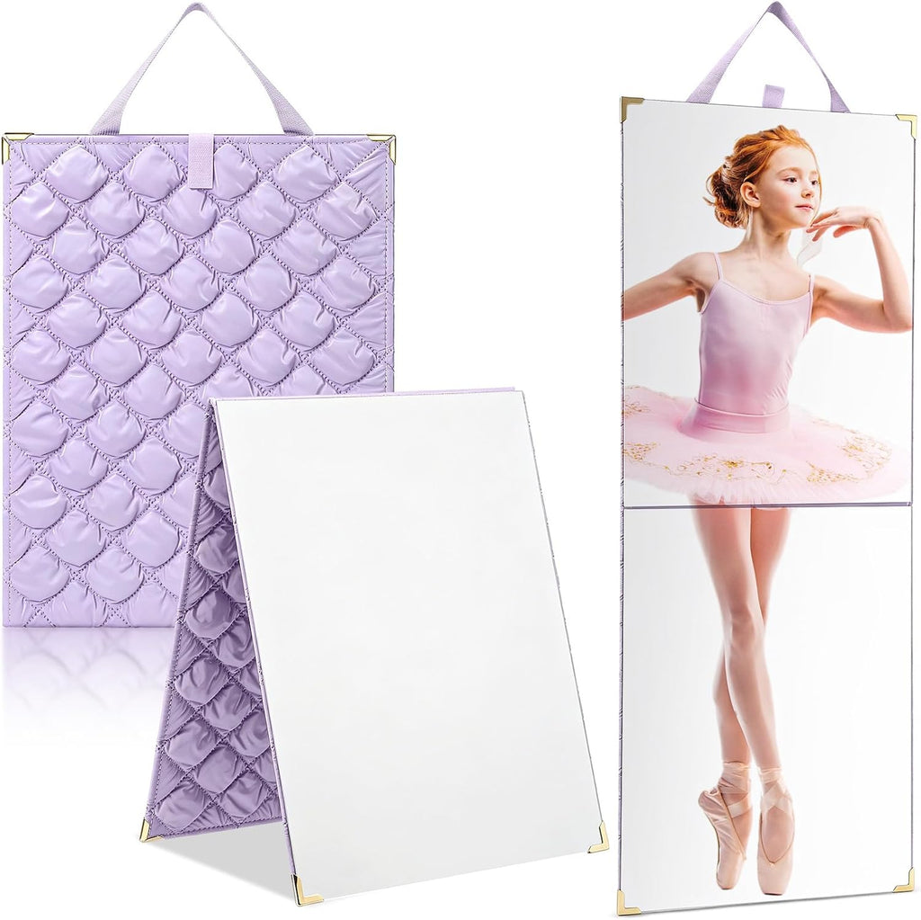 Chunful Folding Hanging Mirror 33.5x13.4 for Dance, Fashion, Purple