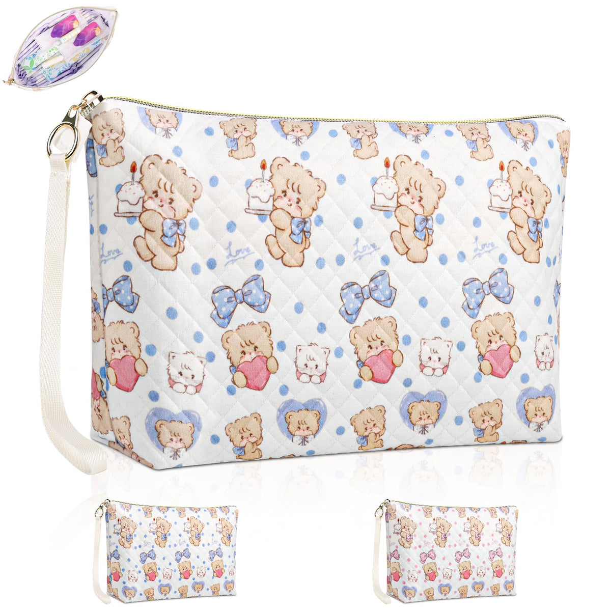 Period Bag for Teen Girls, Quilted Sanitary Napkin Storage Bag, Cute Bow Tie Menstrual Pad Pouch Tampon Holder (Plaid Pink)