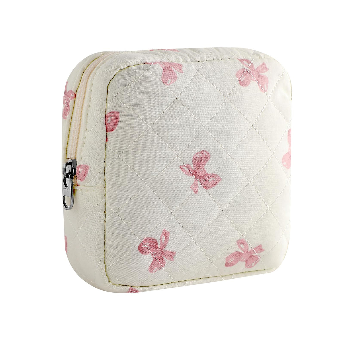 uekeboag Small Quilted Cotton Makeup Bag for Purse（01White Bear）