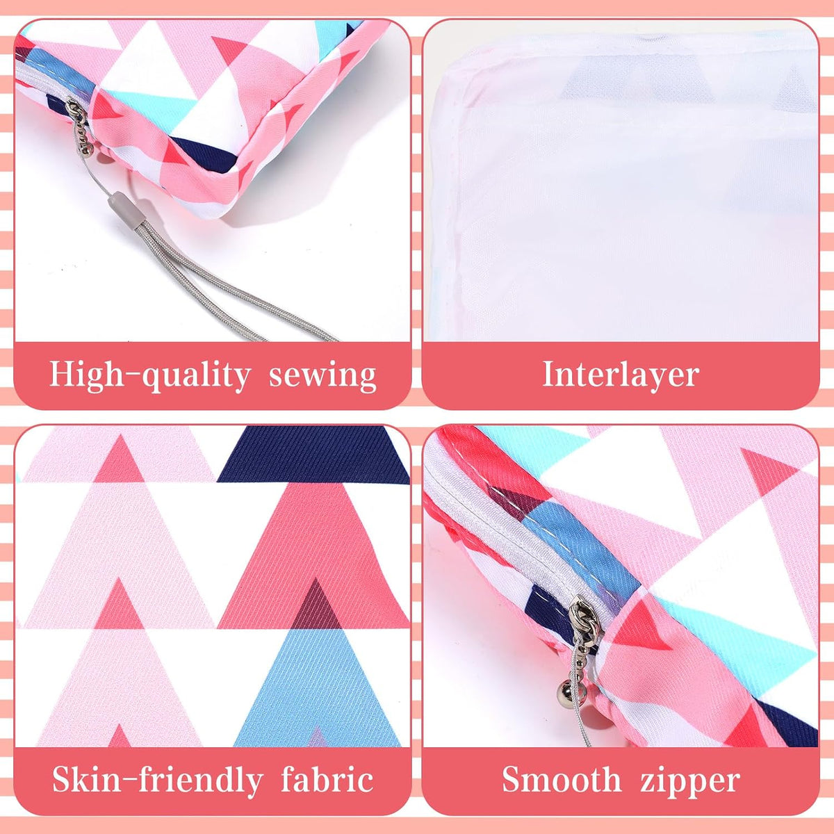 Paterr 12 Pcs Sanitary Napkin Storage Bag Set Portable Period Pouch with Lanyard for Menstrual Pad Bags Back to School First Period Gift for Teen Girls(Chic Style)
