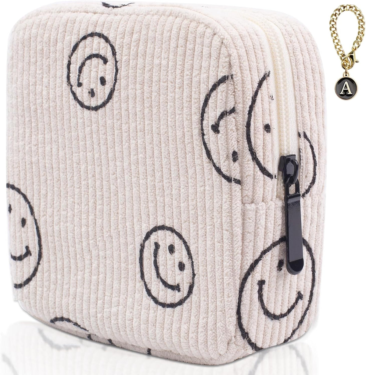 Sanitary Napkin Storage Bag, Corduroy Period Bag for Women, Cute Portable Period Pouch with Zipper, Sanitary Pads Bag Tampons Holder for Purse, First Period