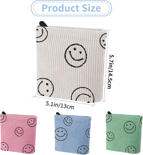 2 PCS Corduroy Period Bag for women, Cute Sanitary Napkin Storage Bag Portable Period Pouch with Zipper, Sanitary Pads Bag Tampons Holder for Purse First Period
