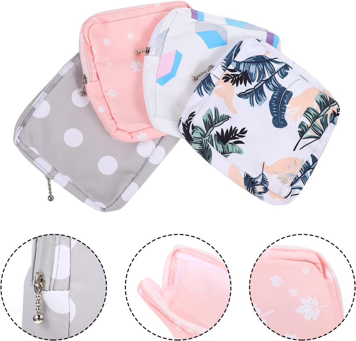 Amosfun 20Pcs Portable Sanitary Napkin Storage Bags for Teen Girls Mini Zipper Makeup Cosmetic Pouch Lightweight Polyester Pad Organizer for Travel and Daily Use