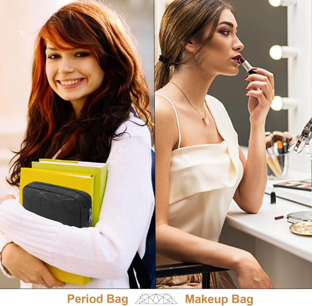 Likesing Period Bag Pouch, Leather Tampon Holder for Purse-Black
