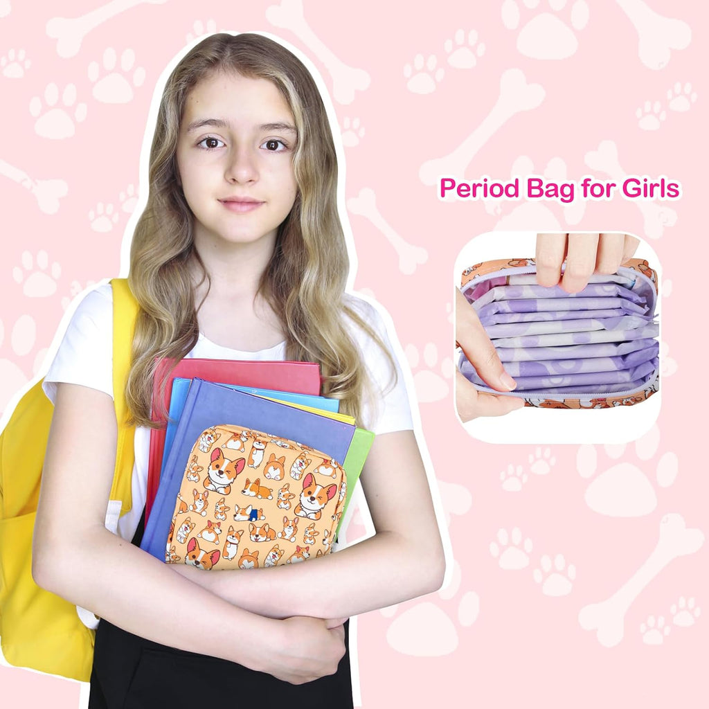Likesing Tampon Holder for Purse, Canvas Period Bag Pouch-Gray Cat