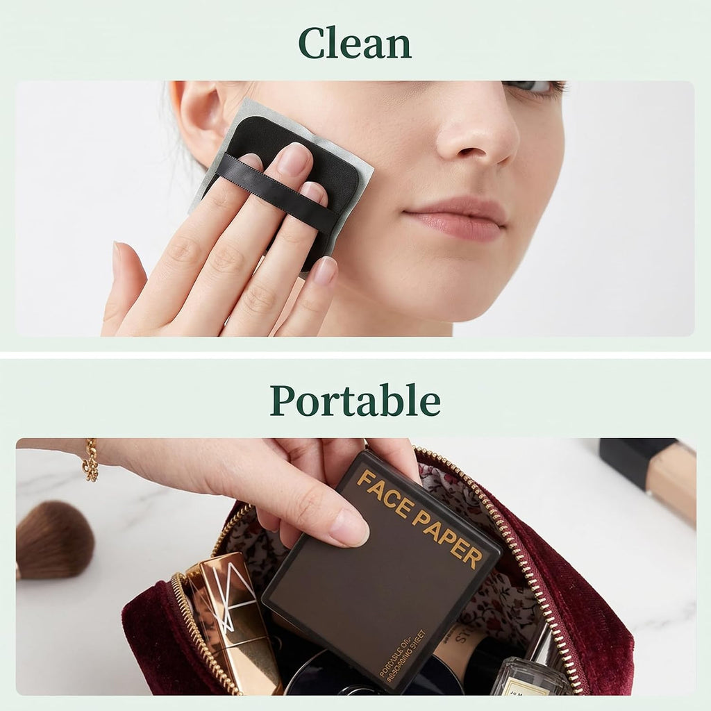 Sibba 600 Sheets Oil Blotting Sheets Oil Blotting Paper with Mirror and Puff, High-Performance Oils Absorbing Sheet for Oily Combination Skin, Portable Natural Oils Control Film Absorb Excess