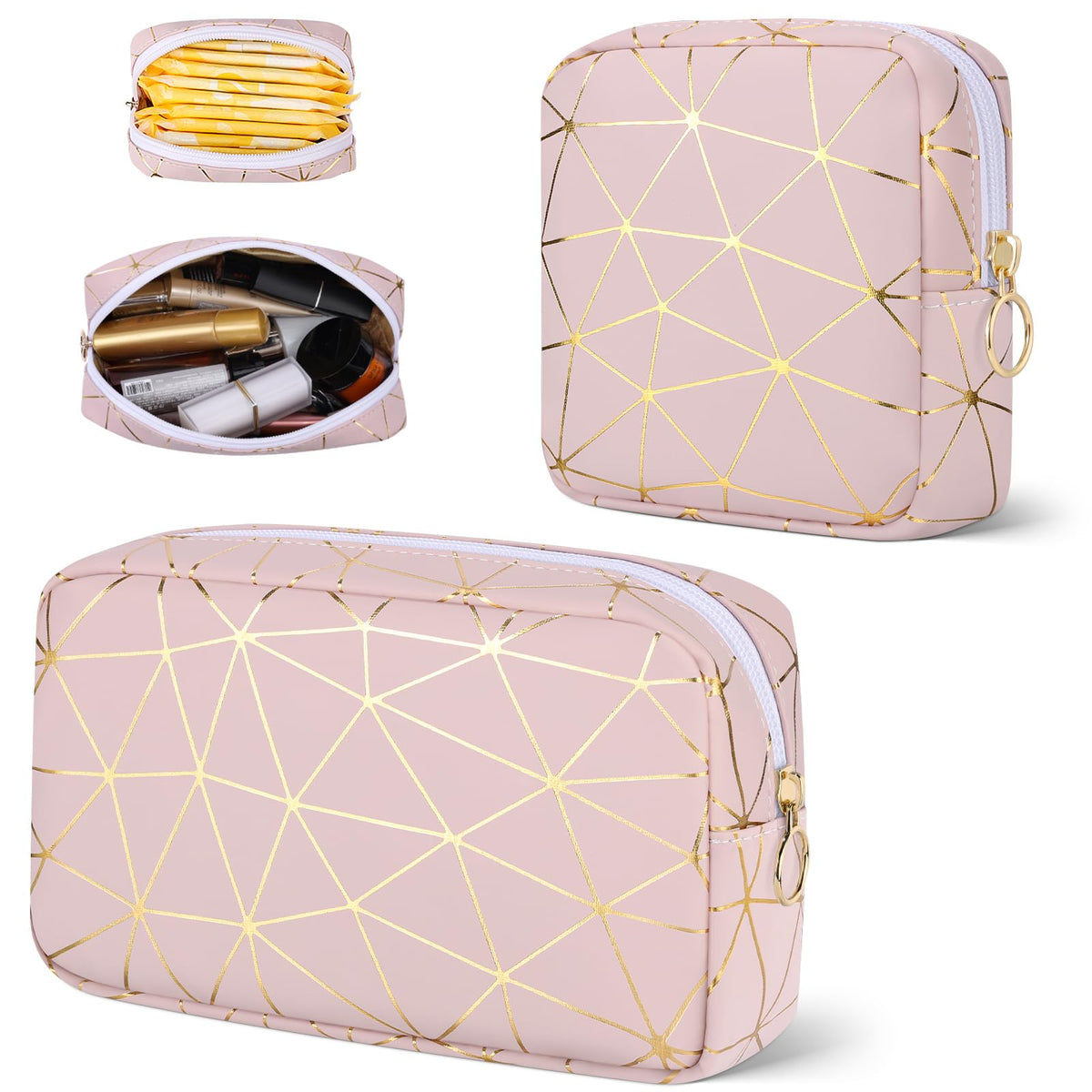 Likesing Period Bag for Teen Girls, Leather Sanitary Napkin Storage Bag, Portable Menstrual Pad Bag Period Pads Pouch, Small Make Up Bags