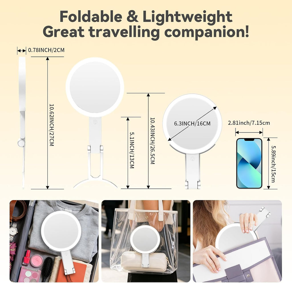 Travel Makeup Mirror with Lights, Rechargeable 30X/1X Magnifying Mirror