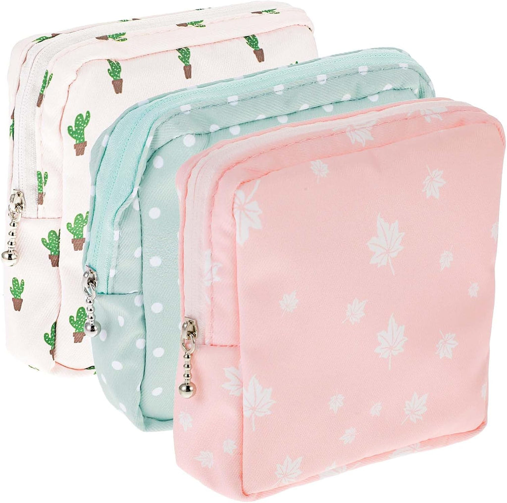 3 PCS Sanitary Pad Storage Bag Portable Period Bag for Pads/Sanitary Napkins/Tampons, Sanitary Napkin Storage Bags First Period Gifts for Daily Hygiene Bags Travel Containers
