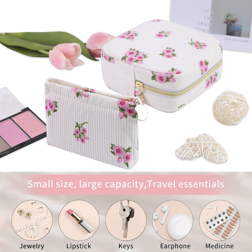 2-Pack Period Bag for Women Girls, Portable Corduroy Sanitary Napkin Storage Bag Period Pouch Small Discreet Menstrual Pouch, Sanitary Pads Bag Period Kits Tampons Holder for First Period