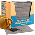 Raxwell Oil Absorbent Pads 200 Pack – 16” x 18” Heavy-Duty Spill Pads, 8-Layer Polypropylene, Dimpled & Perforated Universal Absorbent Sheets - Garage Floor Mat for Oil, Coolant, Water & Chemicals