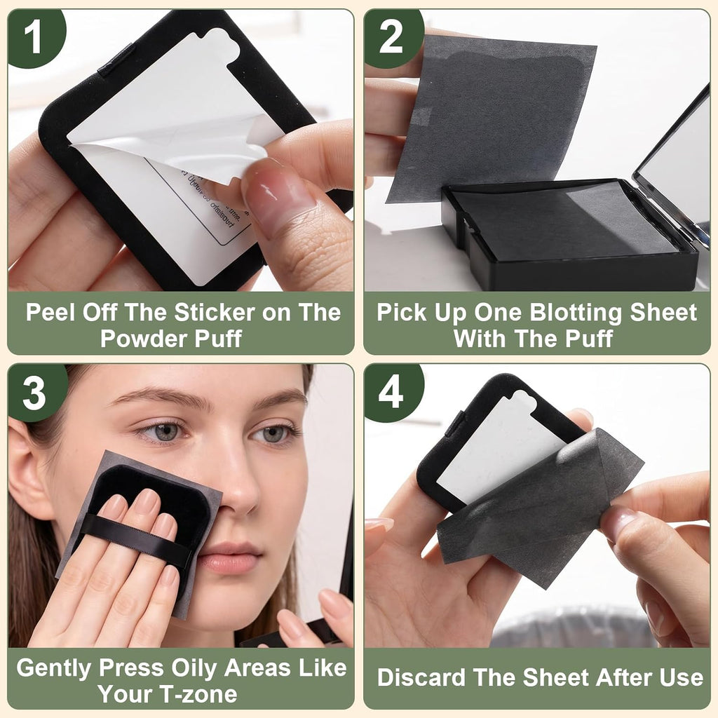 Oil Blotting Sheets for Face with Powder, All-Day Fresh Makeup, 450 Sheets