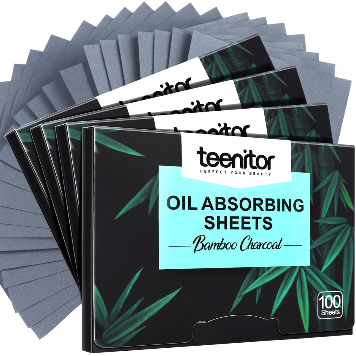 Teenitor 200 Counts Blotting Paper for Oily Skin, Face Oil Sheets with Bamboo Charcoal, Oil Blotting Sheets for Face Oil Absorbing Sheets for Face Men Women, Oil Control Film 3.93" x 2.75"