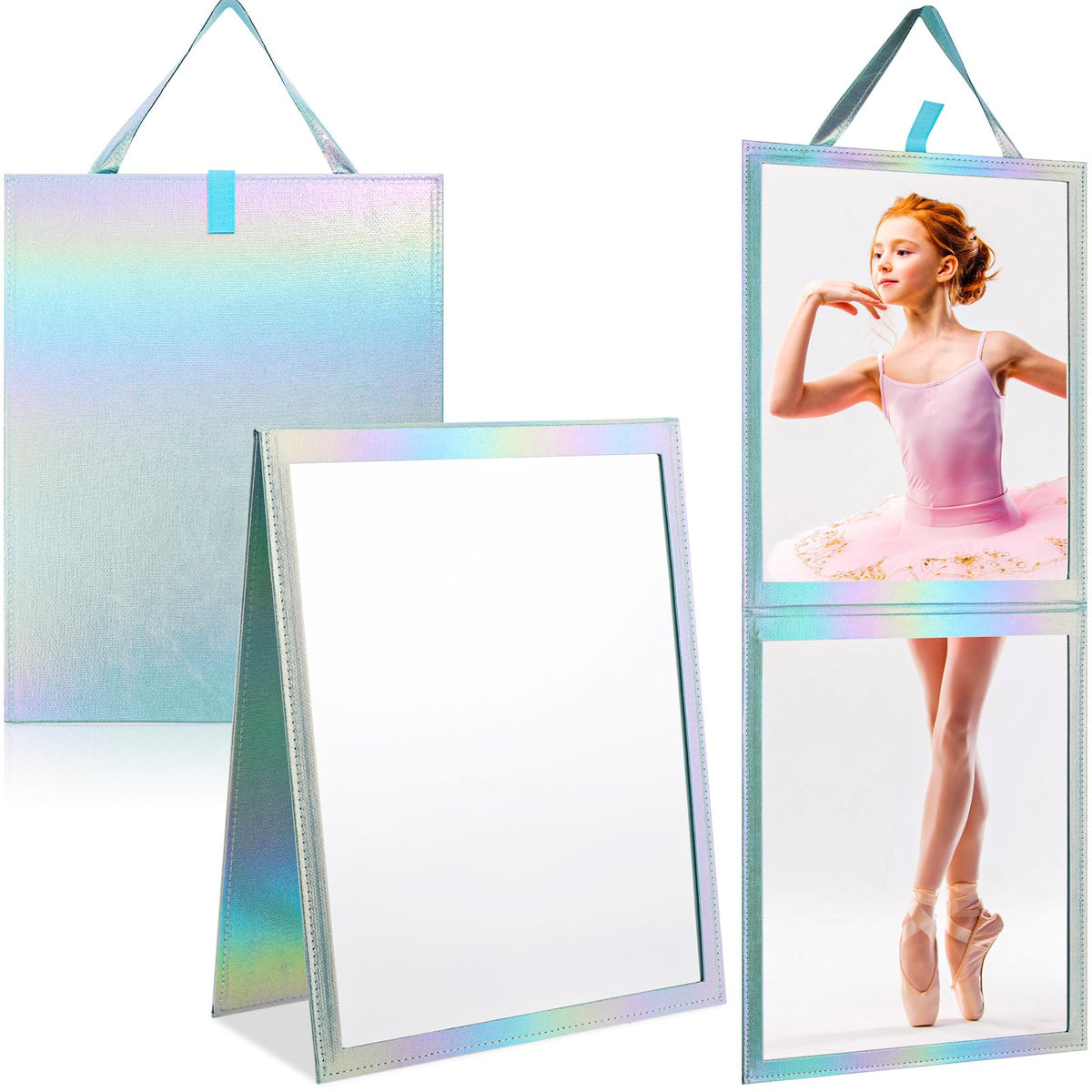 Chunful Folding Hanging Mirror 33.5x13.4 for Dance, Fashion, Purple