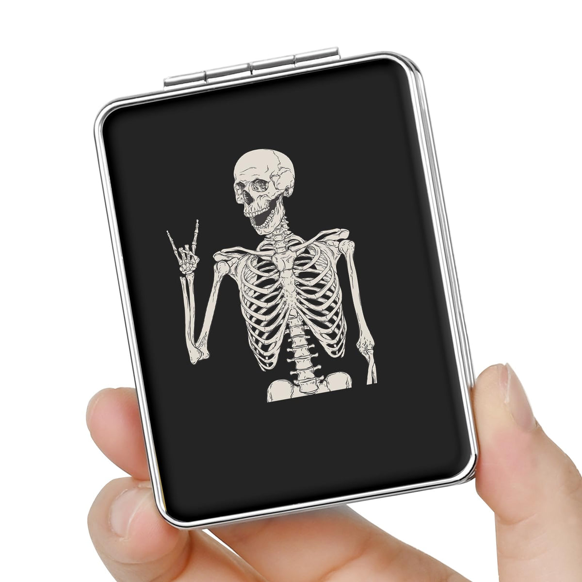 Pocket Mirror, Small Travel Mirror with Magnification, Portable Double-Sided Magnifying Cosmetic Mirror for Daily (Pink Marble)