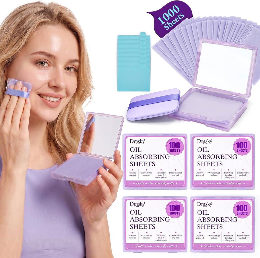 1000Pcs Oil Blotting Paper for Face,Oil Blotting Sheets with Mirror,Refills