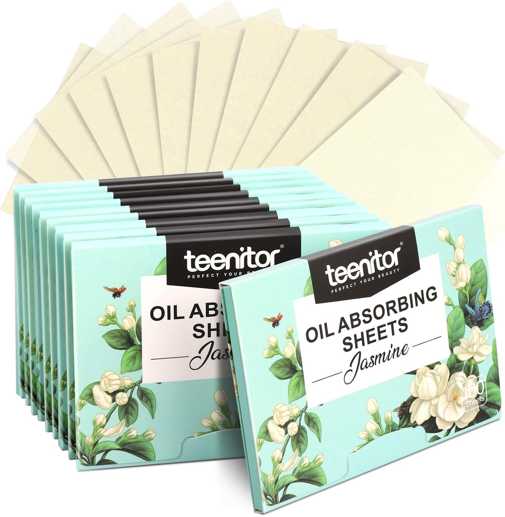 Teenitor Face Oil Absorbing Sheets - 1000 Jasmine Blotting Paper for Oily Skin, Natural Oil Control Film Blotting Sheets for Men & Women