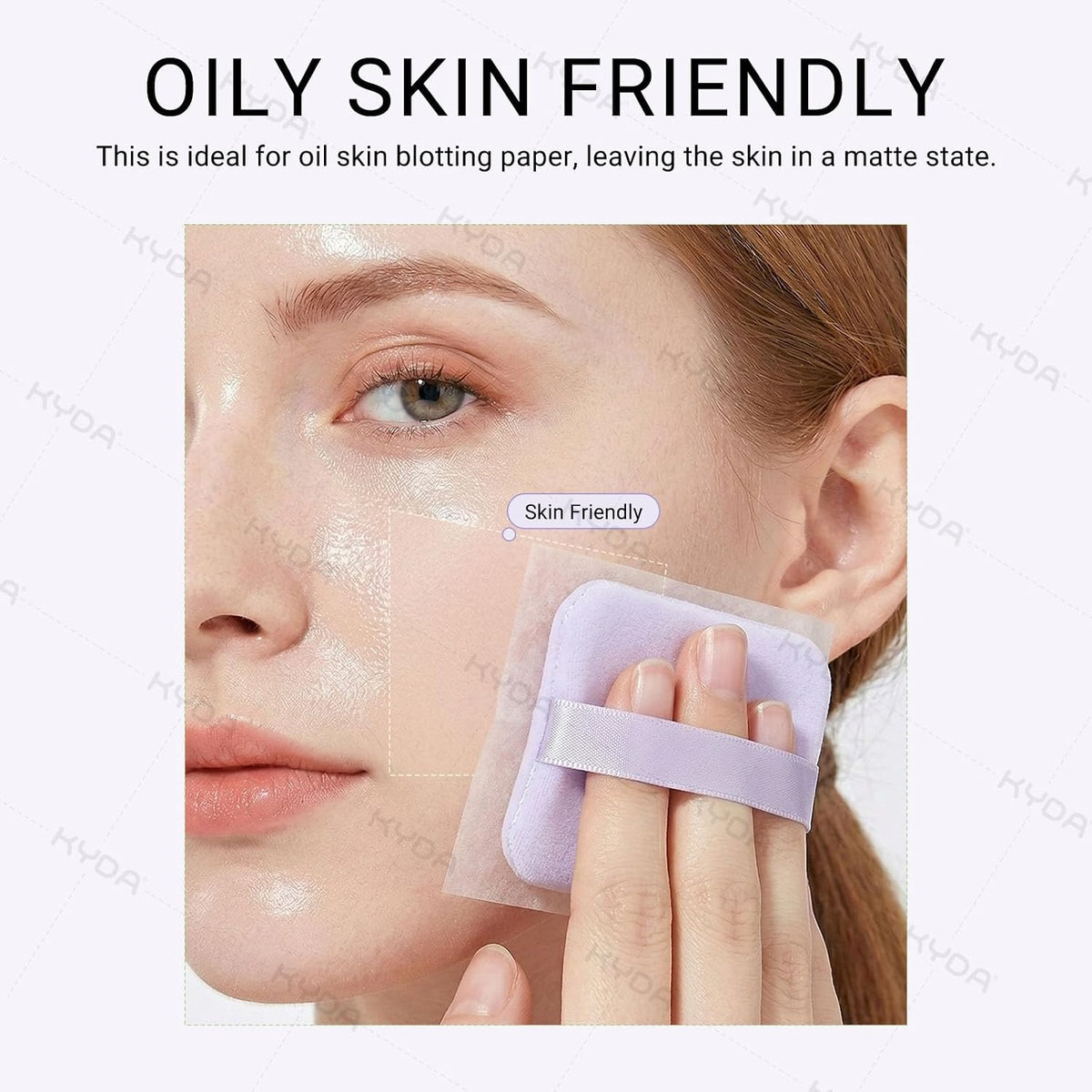 KYDA 200 Sheets Face Oil Blotting Paper, Included Refills, Mirror and Puff, Oil Absorbing Sheets for Matte Makeup, Controls Shine, Absorb Excess Oil, Travel Size Gentle Face Makeup