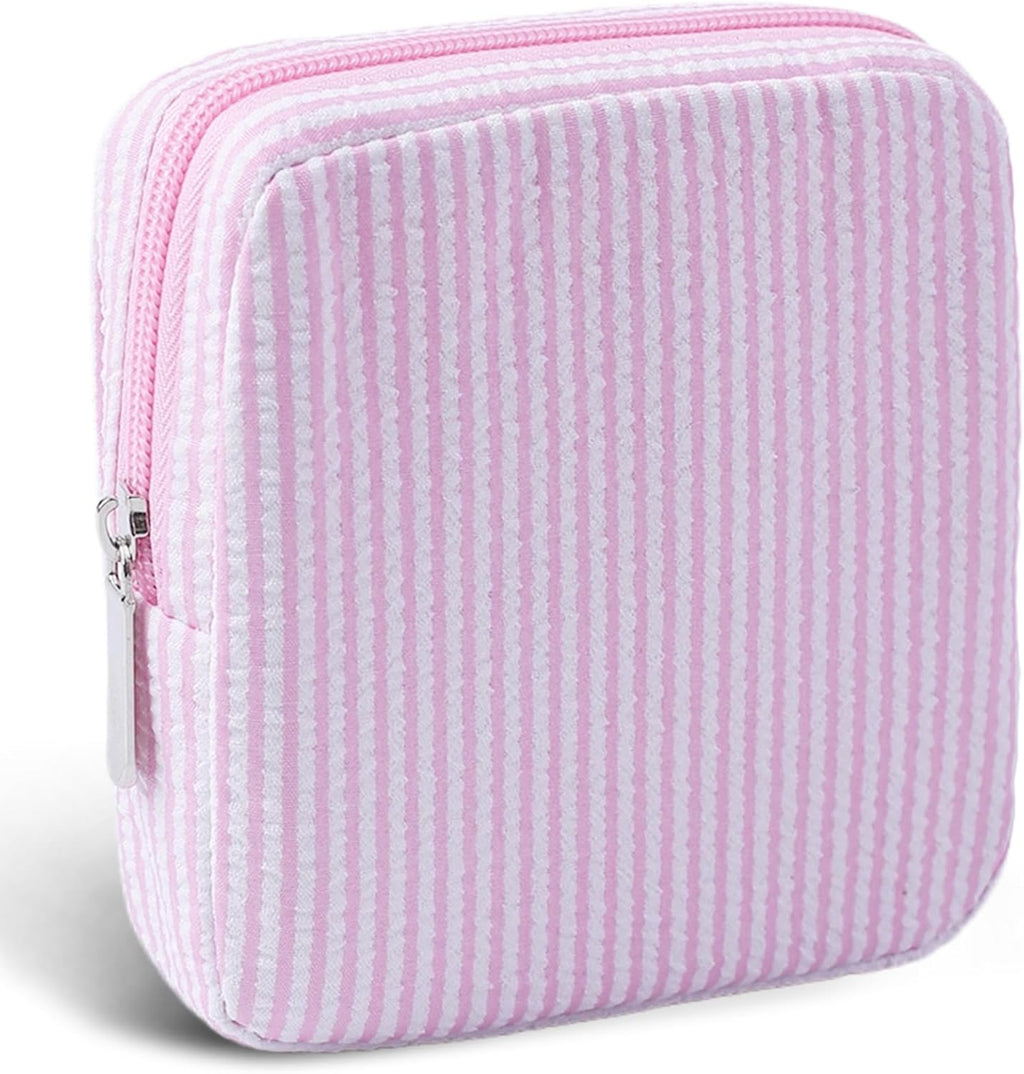 Period Bag for Teen Girls | Striped Sanitary Napkin Storage Bag | Cute Pads Pouch for Period | Menstrual Pouch for Pads, Tampons, Menstrual Cups & Panty Liners | Perfect for Travel & Daily Use