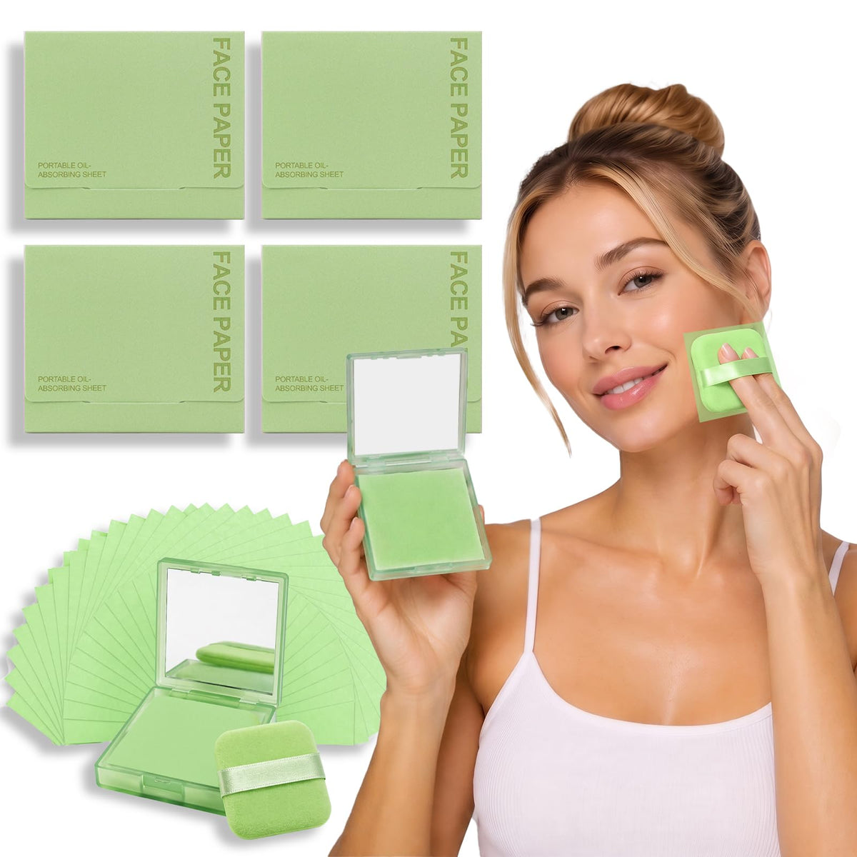 Oil Blotting Paper for Face, 500 Sheets Mirror and 4 Stickers for Oily Skin