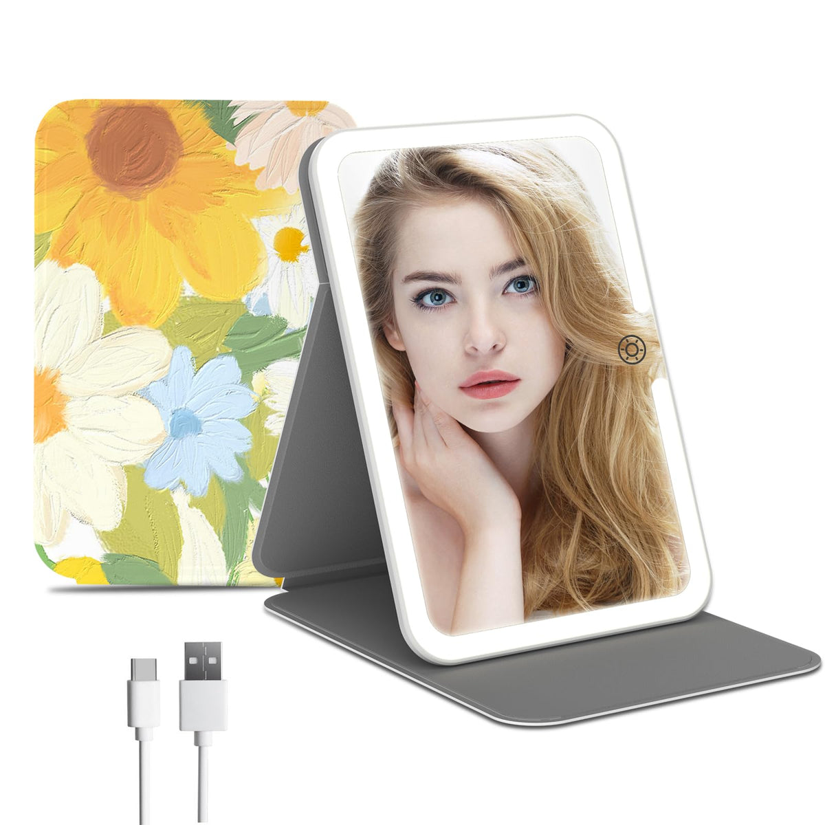 FUNTOUCH Rechargeable Travel Makeup Mirror with 72 Led Lights Portable