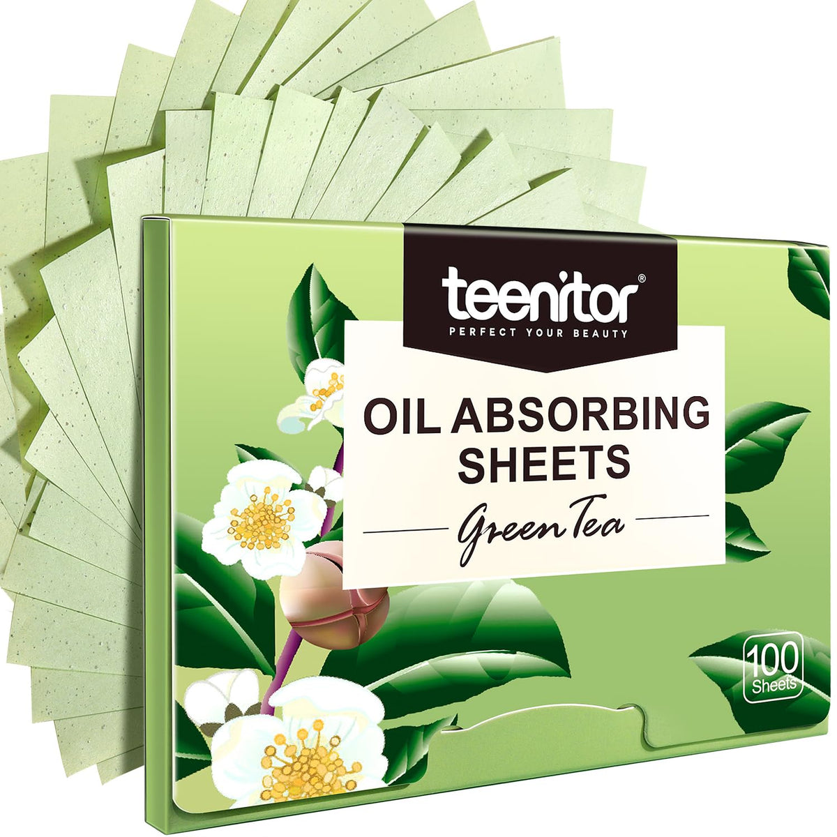 Teenitor Green Tea Blotting Paper - 800 Oil Absorbing Sheets for Oily Skin, Face Oil Control Film