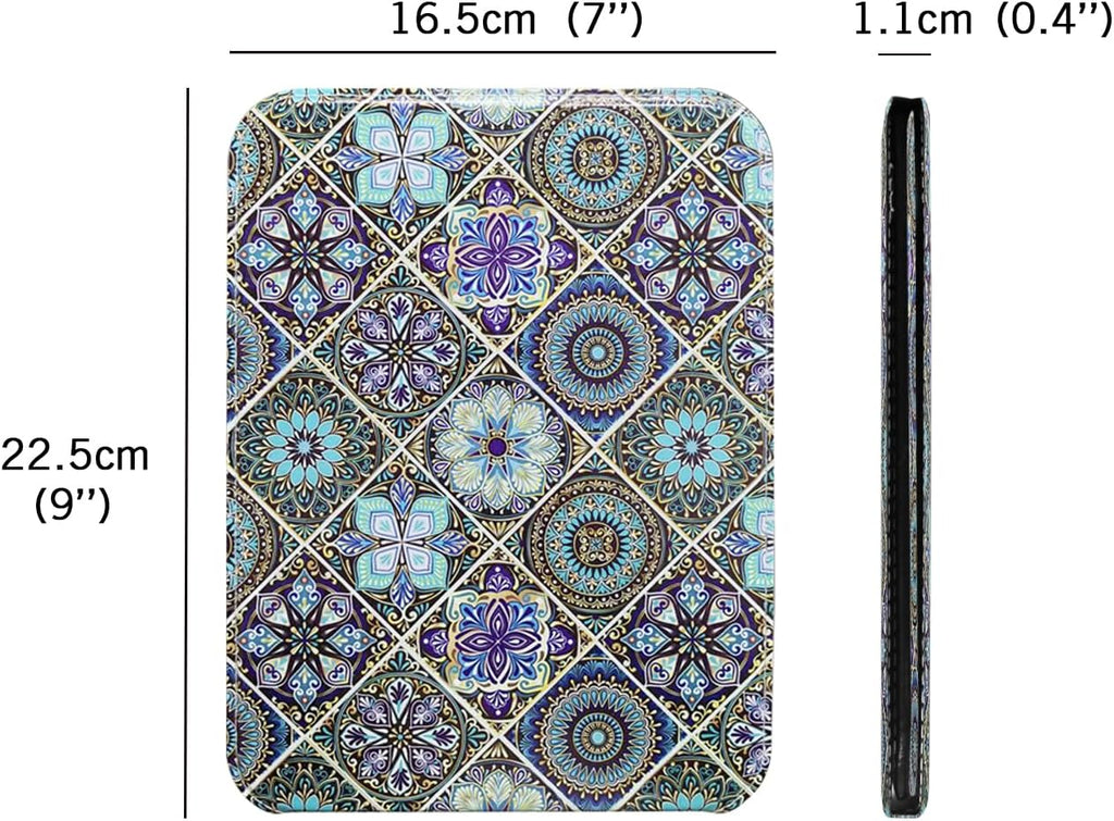 Large Folding Mirror Portable, Travel Foldable PU Adjustable Rectangular Ultrathin Vanity Mirror Rounded Corner with Multi Stand Angle, for Travel, Camping,Home 9x7 Inch