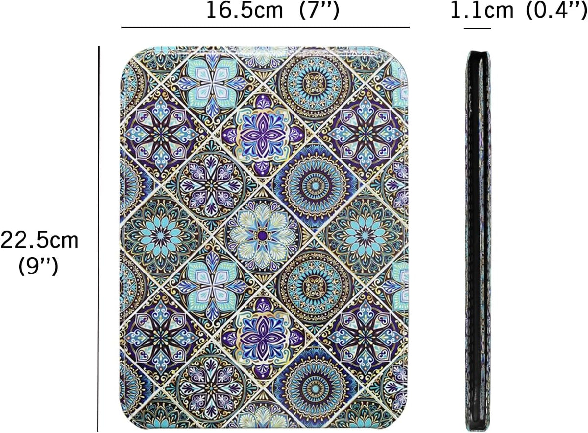 Large Folding Mirror Portable, Travel Foldable PU Adjustable Rectangular Ultrathin Vanity Mirror Rounded Corner with Multi Stand Angle, for Travel, Camping,Home 9x7 Inch