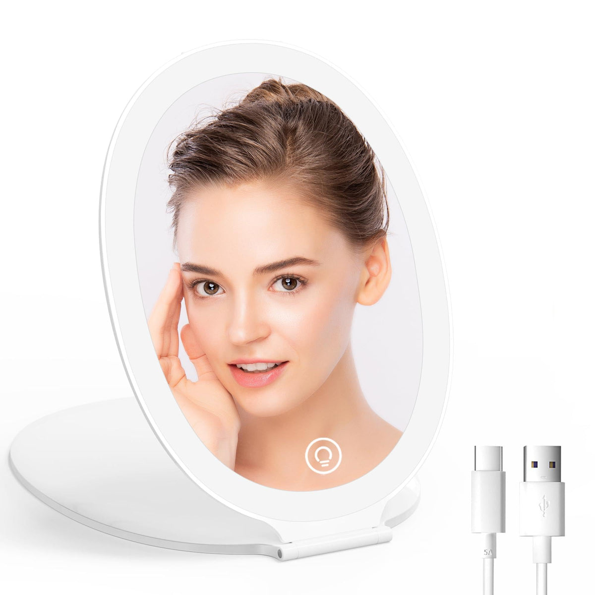 COSYGLOW Travel Makeup Mirror with Light, Portable Hexagon Vanity Mirror