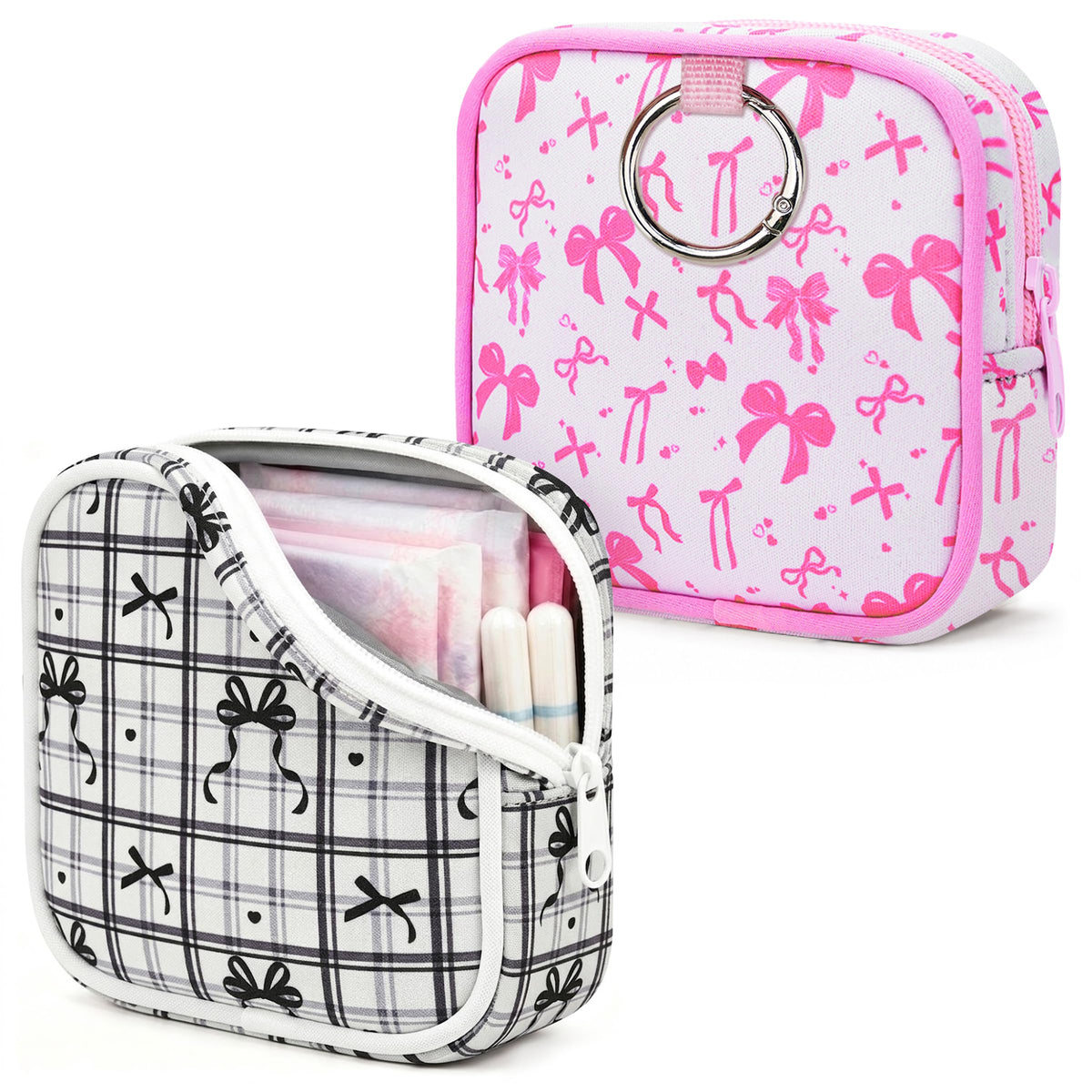 KJQJLY 2 Pack Sanitary Napkin Storage Bag Period Bag with Snap Hook